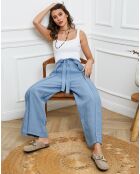 Pantalon 100% Lin Sasha ciel