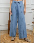 Pantalon 100% Lin Sasha ciel