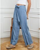 Pantalon 100% Lin Sasha ciel
