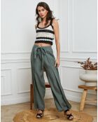 Pantalon 100% Lin Sasha kaki
