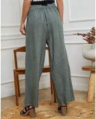 Pantalon 100% Lin Sasha kaki