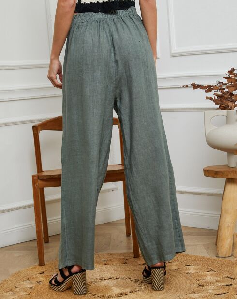 Pantalon 100% Lin Sasha kaki