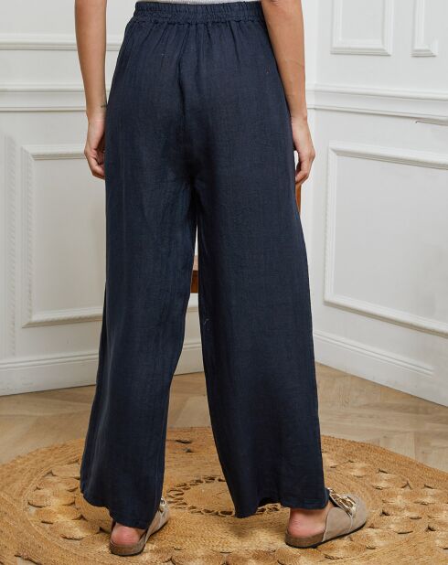 Pantalon 100% Lin Sasha marine