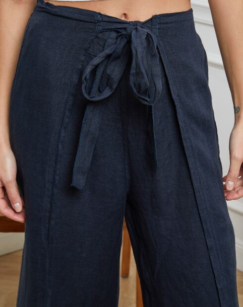 Pantalon 100% Lin Sasha marine