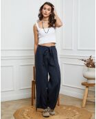 Pantalon 100% Lin Sasha marine