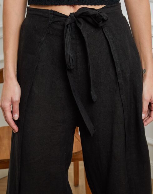 Pantalon 100% Lin Sasha noir