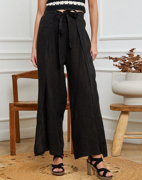 Pantalon 100% Lin Sasha noir
