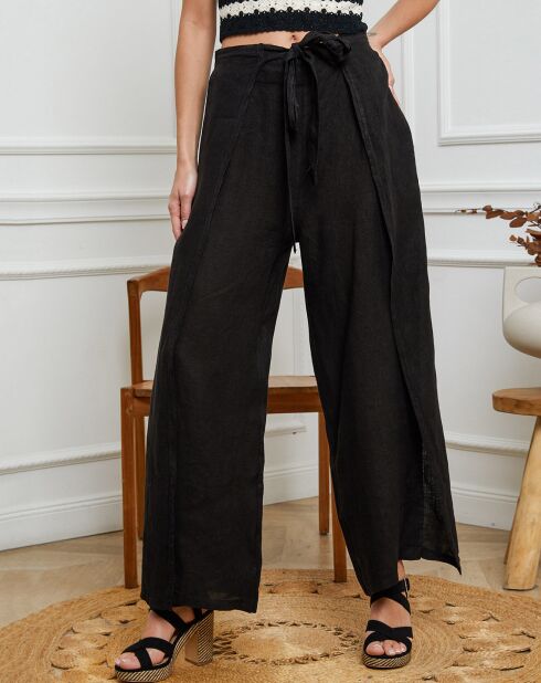 Pantalon 100% Lin Sasha noir