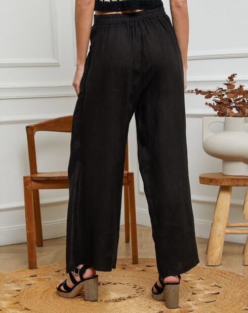 Pantalon 100% Lin Sasha noir
