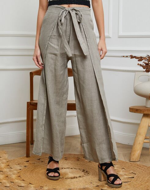 Pantalon 100% Lin Sasha taupe