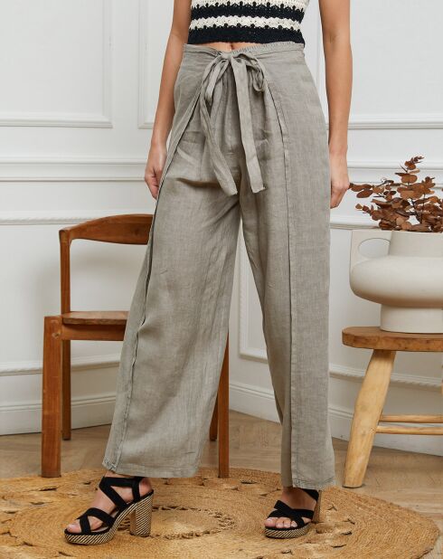 Pantalon 100% Lin Sasha taupe