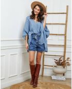 Blouse 100% Lin Finlinda indigo