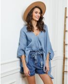 Blouse 100% Lin Finlinda indigo
