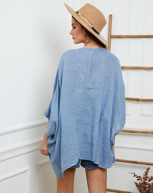 Indigo blouse van 100% linnen Finlinda