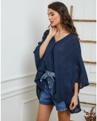 Blouse 100% Lin Finlinda marine