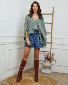 Blouse 100% Lin Finlinda kaki