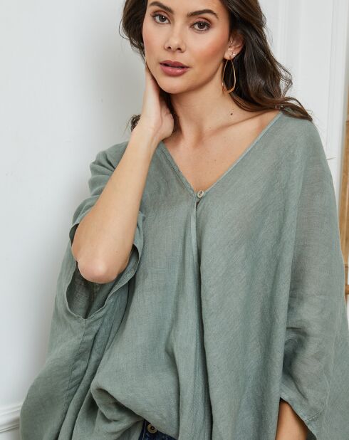 Blouse 100% Lin Finlinda kaki