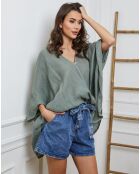 Blouse 100% Lin Finlinda kaki