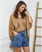 Blouse 100% Lin Finlinda taupe