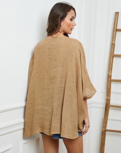 Blouse 100% Lin Finlinda taupe
