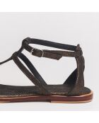 Sandales entre-doigts en Velours de Cuir de Chèvre Isaac crack gold