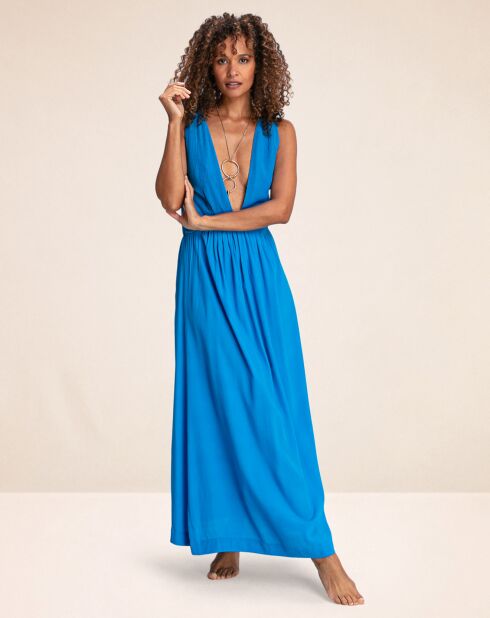 Robe Longue en Lin & Soie Mexico bleue