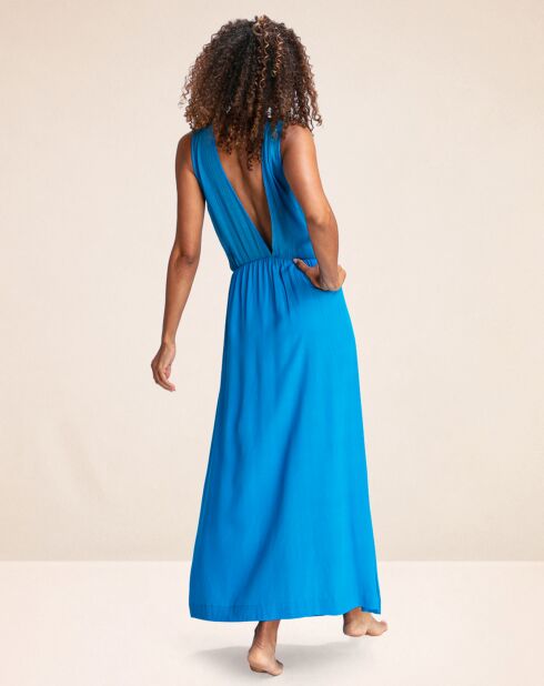Robe Longue en Lin & Soie Mexico bleue