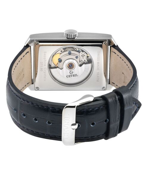 Montre Manhattanhenge Homme Automatique en Cuir bleu marine