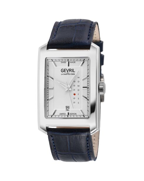 Montre Manhattanhenge Homme Automatique en Cuir bleu marine