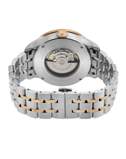 Jones St automatisch horloge van zilver/roségoud staal voor heren