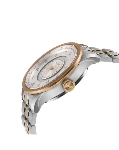 Jones St automatisch horloge van zilver/roségoud staal voor heren