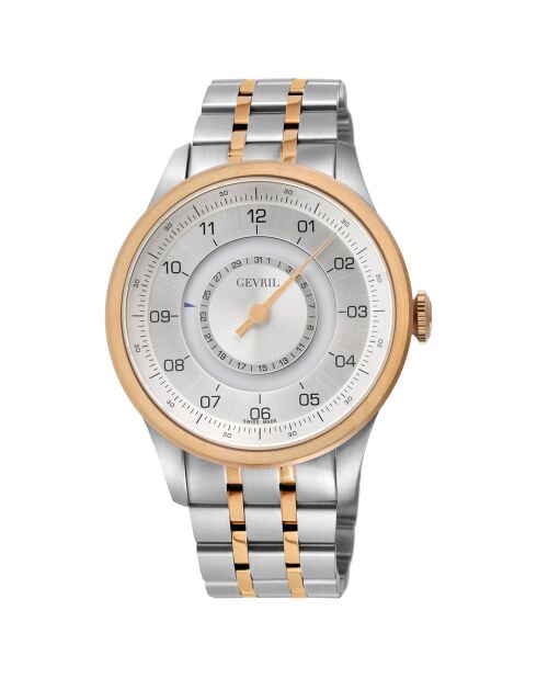 Jones St automatisch horloge van zilver/roségoud staal voor heren