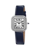 Montre Bellagio Femme Quartz en Cuir & Diamants 0.04 ct bleue