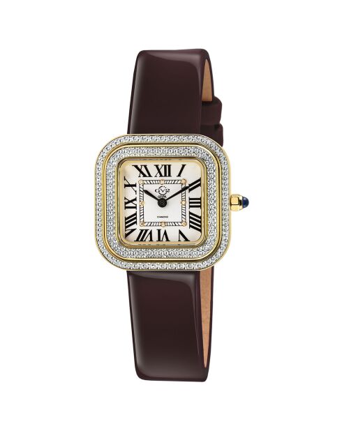 Montre Bellagio Femme Quartz en Cuir & Diamants 0.04 ct bordeaux