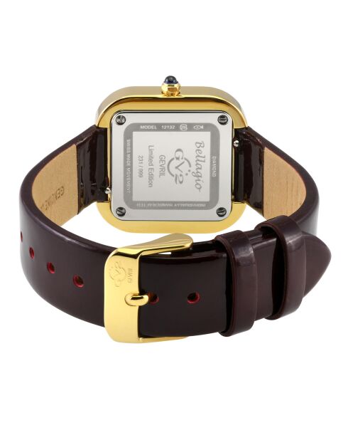 Montre Bellagio Femme Quartz en Cuir & Diamants 0.04 ct bordeaux