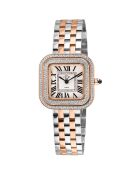 Montre Bellagio Femme Quartz en Acier & Diamants 0.04 ct argenté/rose doré