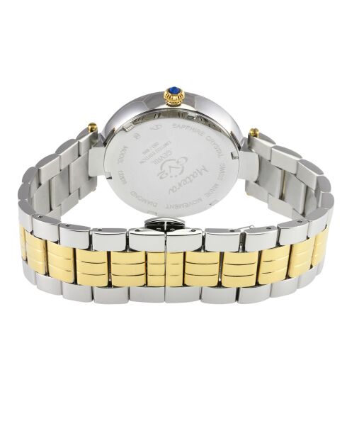 Matera kwartshorloge voor dames in staal en diamanten 0,04 kt zilver/goud