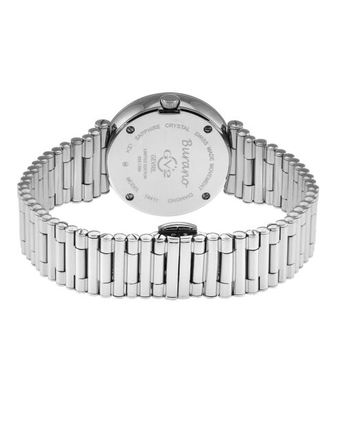 Montre Burano Femme Quartz en Acier, Diamant & Pierres Semi-Précieuses 0.0039 ct argentée