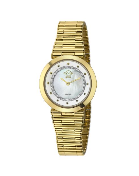 Montre Burano Femme Quartz en Acier, Diamant & Pierres Semi-Précieuses 0.0039 ct dorée