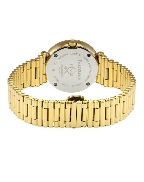 Montre Burano Femme Quartz en Acier, Diamant & Pierres Semi-Précieuses 0.0039 ct dorée