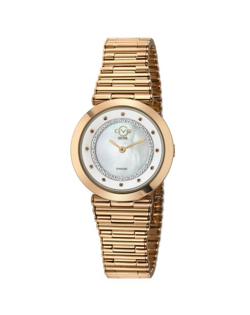 Montre Burano Femme Quartz en Acier, Diamant & Pierres Semi-Précieuses 0.0039 ct rose doré