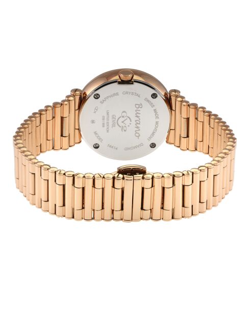 Montre Burano Femme Quartz en Acier, Diamant & Pierres Semi-Précieuses 0.0039 ct rose doré