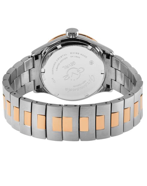 Montre Giromondo Homme Quartz en Acier argenté/rose doré