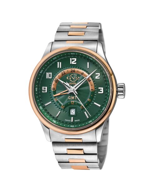 Montre Giromondo Homme Quartz en Acier argenté/rose doré