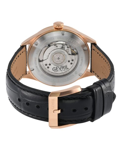 Empire automatisch zwart leren herenhorloge