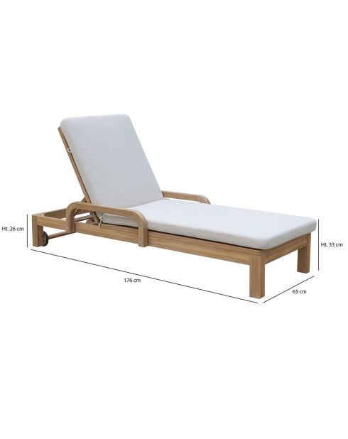 2 Chaises longues & Matela Saola écru/naturel - 184x73x87 cm