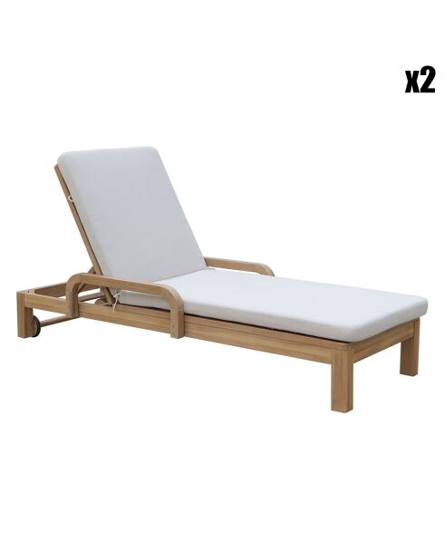 2 Chaises longues & Matela Saola écru/naturel - 184x73x87 cm