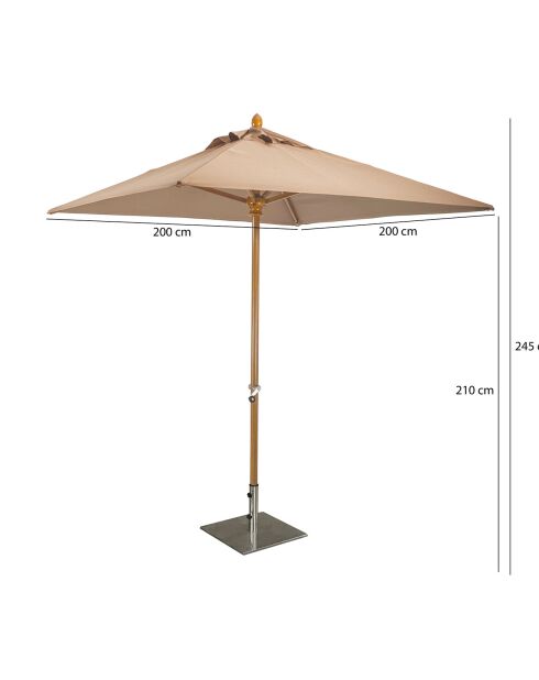 Parasol sans pied Comete taupe - 200x200 cm