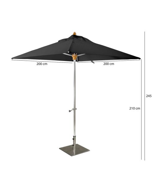 Parasol sans pied Comete noir - 200x200 cm