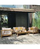 Salon de jardin 1 table basse, 1 canapé & 2 fauteuils Nosara écru/naturel